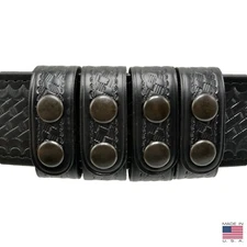 Perfect Fit Leather Duty Belt Keepers 1" Basketweave Black Snap USA Made 4 PAK