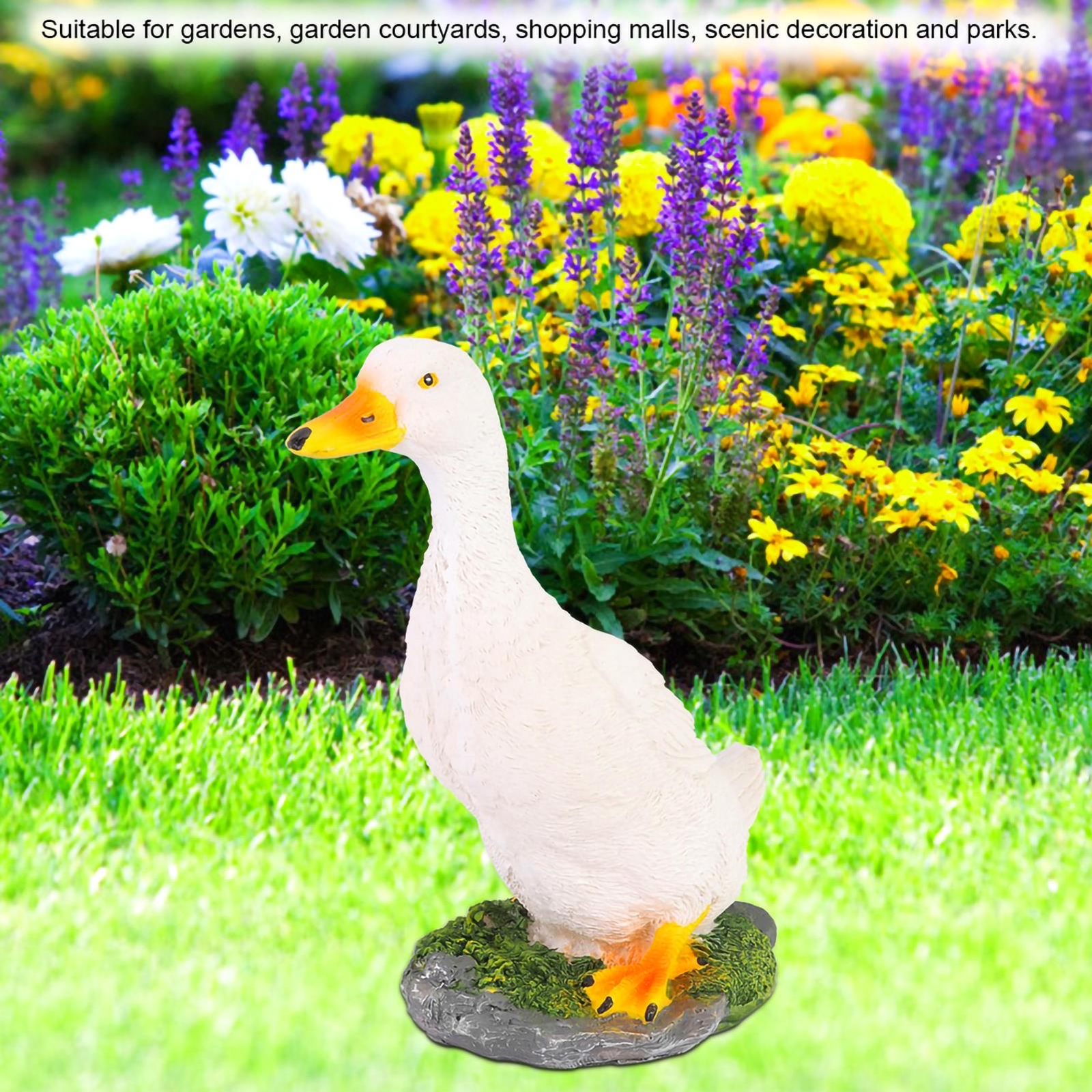 Outdoor White Duck Statue Garden Sculpture for Courtyard Decoration