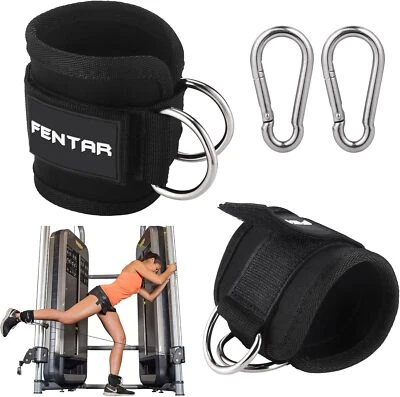FENTAR 2 Stück Fußschlaufen Kabelzug mit D-Ringen Fußmanschetten und Karabiner, Zubehör