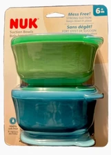 NUK Suction Bowl and Lid, Assorted Colors, 2 Pack, 6+ Months Plus.