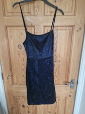 Womens PLT Blue Black Velour Party Dress Size 8 Mini Dress
