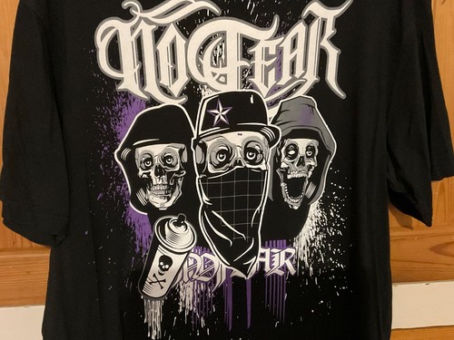 Mens NO FEAR T Shirt, Black/purple, size XL, Used - Picture 3 of 8