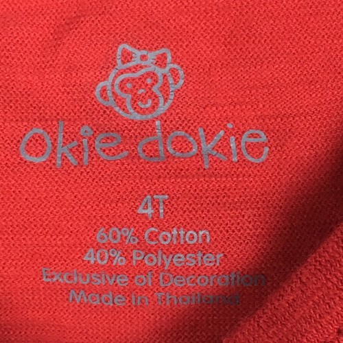 Okie Dokie Christmas Hash Tag Team Santa Long Sleeve Red Gold Top Girl's Size 4T - Picture 3 of 4