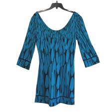 Diane Von Furstenberg Dress Womens Sz 12 Aggie Freedom Trail 100 Silk Mini Teal