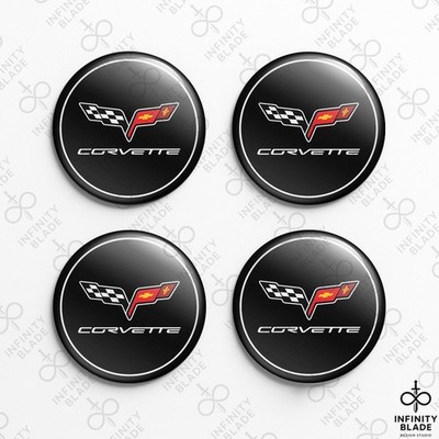 4x Corvette C6 Emblem Abzeichen Silikon 3D Felgendeckel Nabenabdeckung Sticker