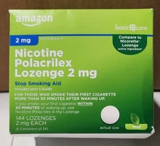 Amazon Basic Care Nicotine Polacrilex Lozenge 2mg 144 Lozenges EXP 01/2027