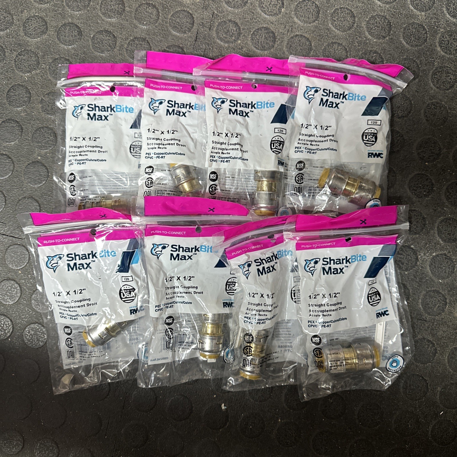 8 NEW Sharkbite MAX UR008A  1/2 in. Brass Push-to-Connect Coupling Fitting