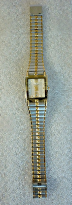 ROMANSON PHIL SWISS QUARTZ WATCH TANK MENS DRESS DATE TWO-TONE NEW BATTERY