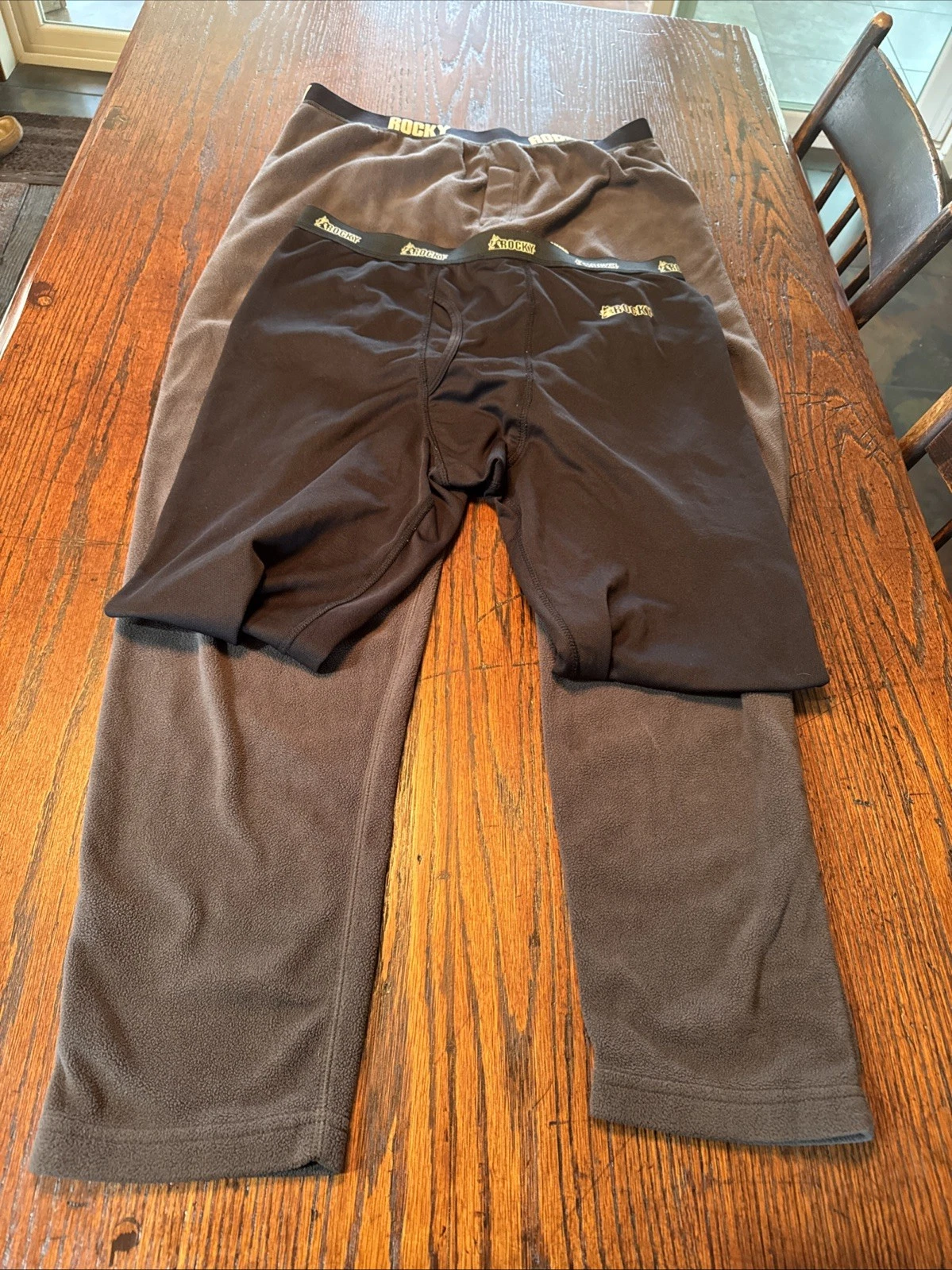 Rocky Men’s Bottoms LOT Long Johns Base Layer L Black And XL Fleece Grey 2 Pair!