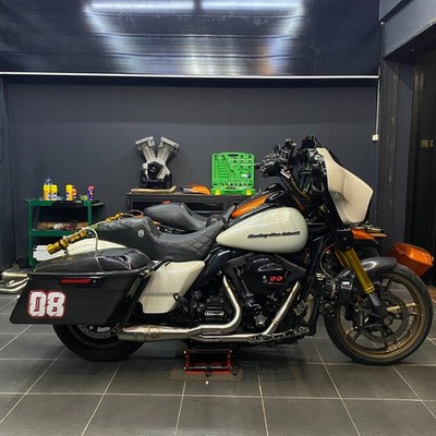 Komplettanlage 2 in 1 für Harley Davidson Road Glide FLTR 1999-2012 Custom Au...