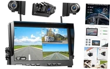  HD 10" Magnetic Wireless Backup Camera,10" IPS Split 10" 3-Cam Arctic Black