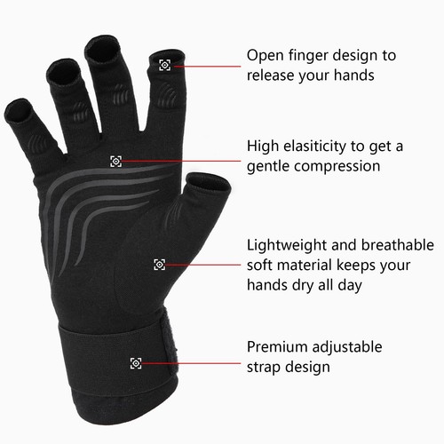 Arthritis Compression Gloves with Straps, Women Men for RSI, Carpal Tunnel, R... - 第 3/6 張圖片