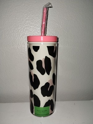 NEW Kate Spade New York Insulated Stainless Steel Tumbler Lid Leopard  24 Oz 