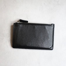 BALENCIAGA ESSENTIAL Coin Card Holder Black Grain Leather 664044