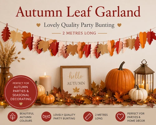 Autumn Leaf Party Garland Bunting Banner Decoration Thanksgiving Harvest Fall