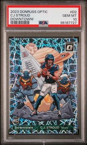 PSA 10 2023 Donruss Optic Downtown CJ STROUD RC Texans Rookie CASE HIT