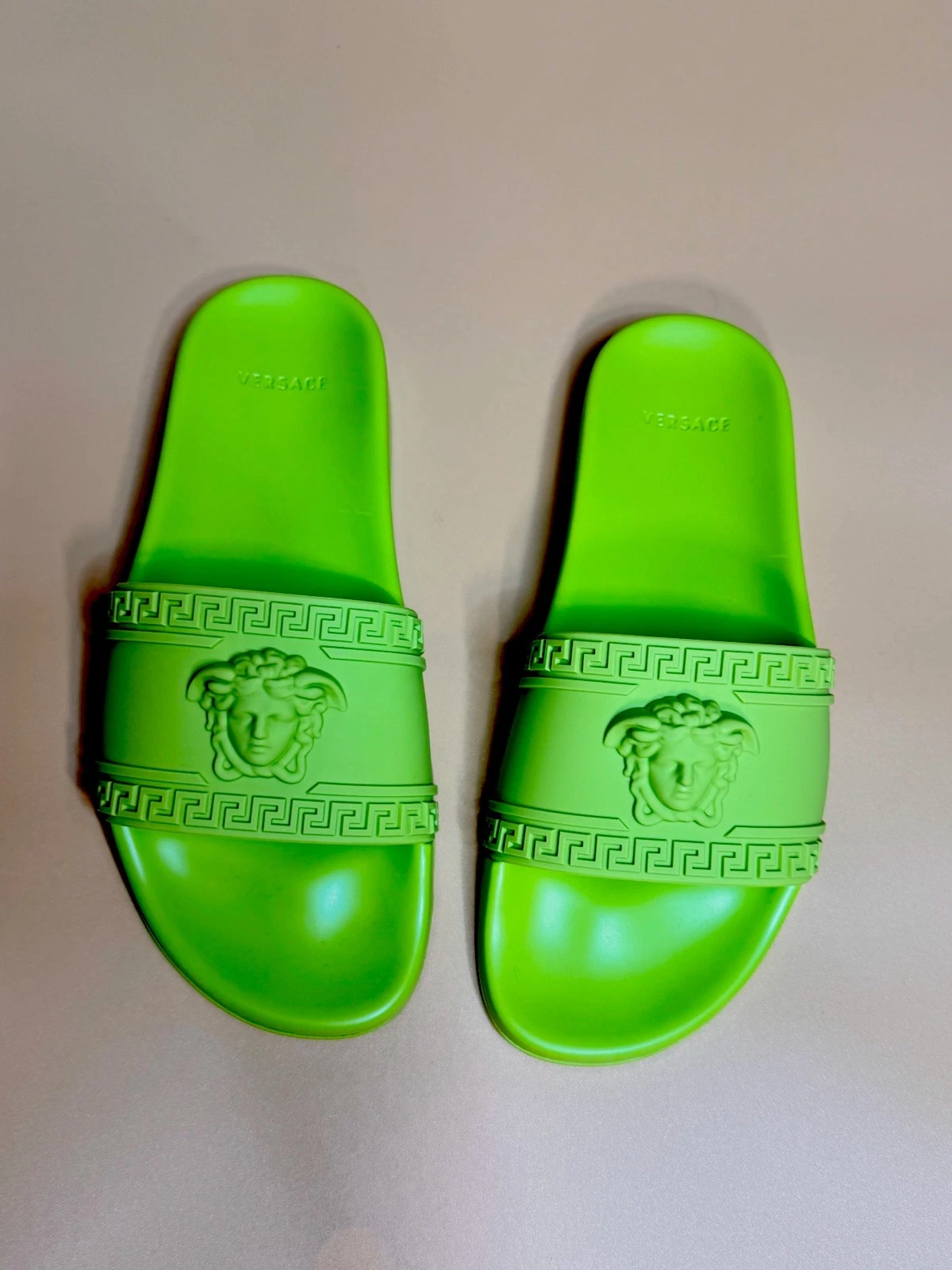 Versace Medusa Pool Slide Citron Neon Green Rubber Slides EU 41 Men US 8