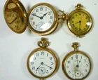 Four Antique Pocket Watches Elgin & Crown 20 & 25 Year Gold Cases