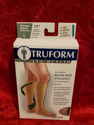 TRUFORM Below The Knee OT 18* Stockings Medium Beige New In Box