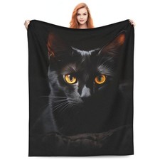 Cute Black Cat Blanket Gifts for Cat Lovers Girls Women Animal Kitten Flannel...