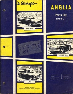 FORD ANGLIA 105E LIMOUSINE, KOMBI & VAN 123E 1959-1967 WERKSTEILEKATALOG