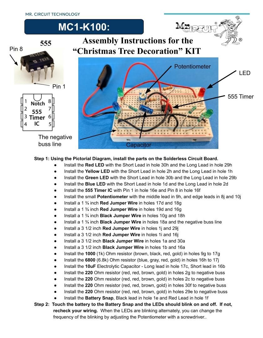 Fun Christmas Tree Display Kit - no soldering - fun for  the family - Mr Circuit