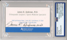 DR JAMES ANDREWS SIGNED BUSINESS CARD PSA DNA COA AUTOGRAPHED TOMMY JOHN SURGERY