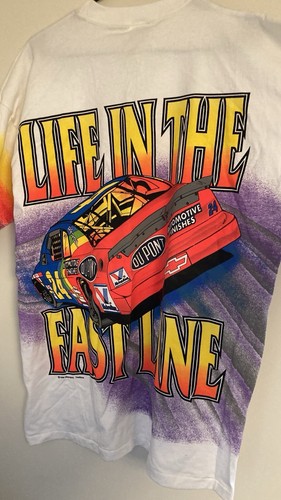 NWT Vintage 1995 Jeff Gordon NASCAR Life In The Fast Lane AOP Shirt Adult L - Picture 8 of 9