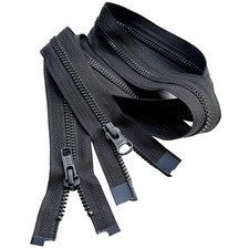 YKK 5 Black Oxide Two-Way Medium Weight Metal Jacket Zipper - Black 580W