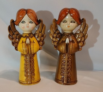 VTG Mid Century 2pc Praying Angels Figurines Christmas Decor Japan Ceramic Armco