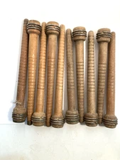 Wood Bobbins Spools Industrial Style Spindles 8" and 8.75" Wooden Quills Lot-10