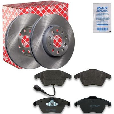 2x FEBI Bremsscheiben Ø288mm + Beläge vorne passend für VW Golf 5 Touran Audi A3
