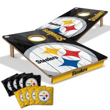 Steelers Tailgate Cornhole Skipsgarage 2x3 Foldable Wood Boards Resin Bags