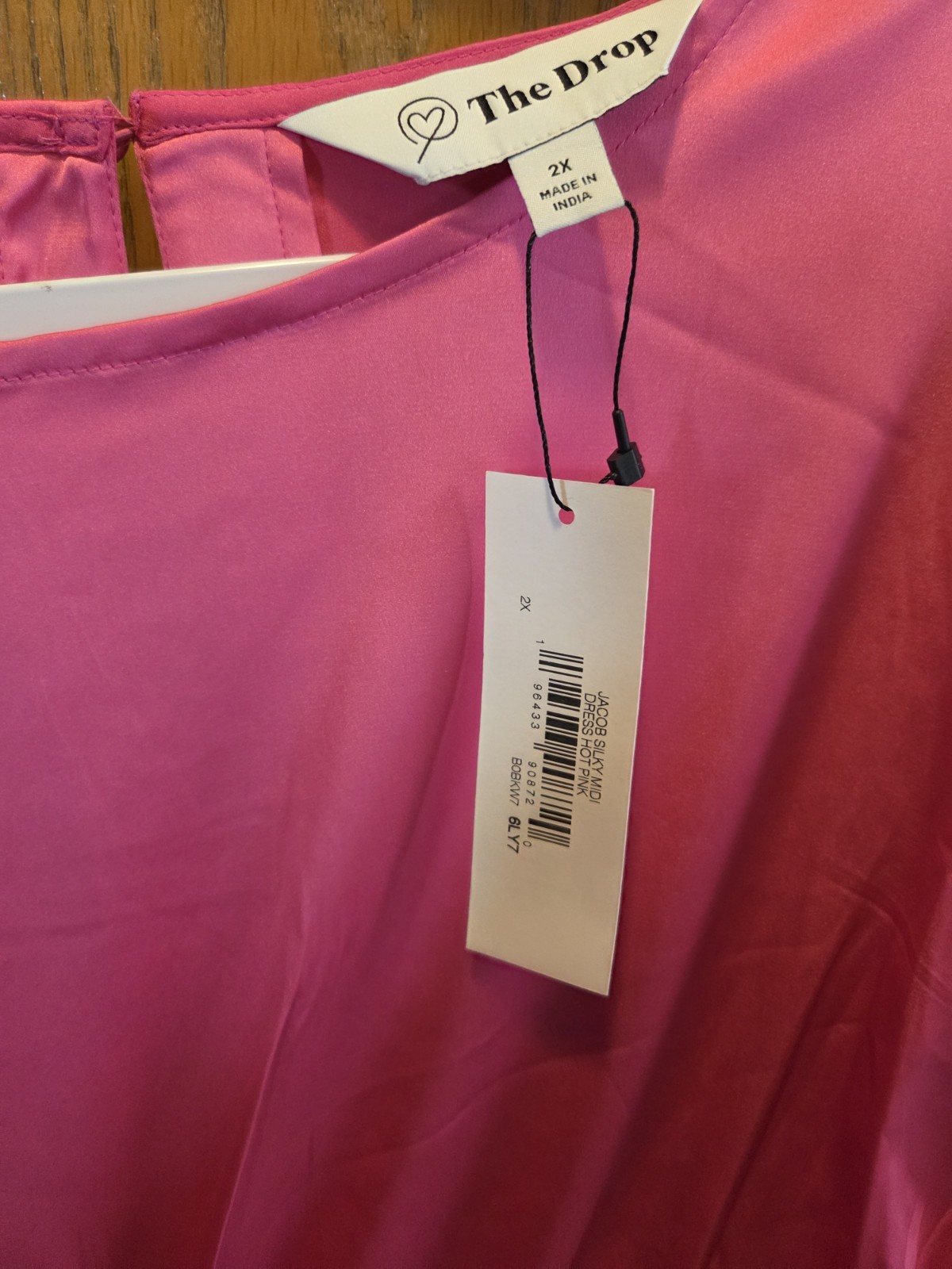 NWT XXL The Drop Jacob Silky Long Sleeve Cut Out Midi Dress,  Women's  Hot Pink