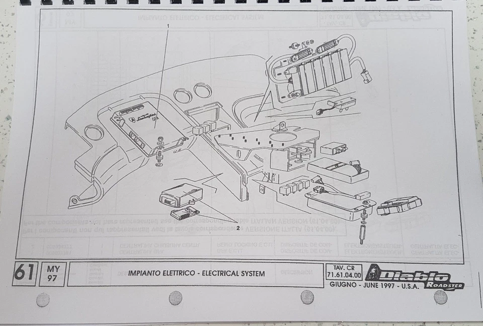 LAMBORGHINI DIABLO ROADSTER PARTS MANUAL 1996 - 1997 REPRINTED COMB BOUND - Image 2 of 4
