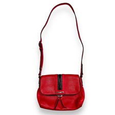 Nine West Womens Purse Handbag Shoulder Bag Crossbody Red Black Zipper Accent