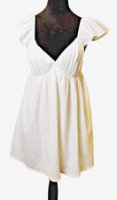 American Eagle Small Dress Open Back Empire Waist Seersucker Flutter Sleeve