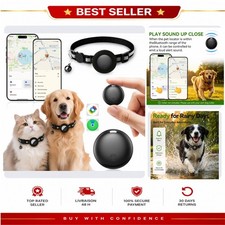 Traceur GPS Chat Collier Chien sans Abonnement IP67 Étanche iOS Android Noir