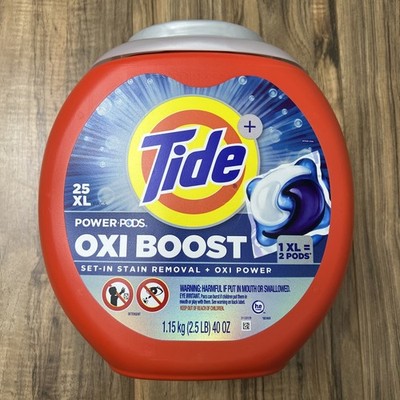 Tide Power Pods Oxi Boost HE, XL Pods 25 Count,  1XL Pod = 2 Reg Pods