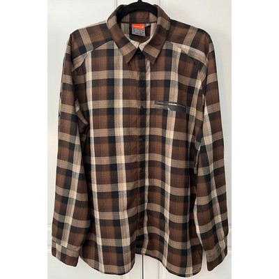 Merrell Men's Button Up Long Sleeve Plaid Shirt Opti-Wick UPF 30+ Size L  
