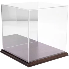 Plymor Acrylic Display Case with Hardwood Base (Mirror Back), 8" x 8" x 8"