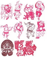 Paper Cuts Dancing Large Set 10 Red & Brown Separate Pieces XA