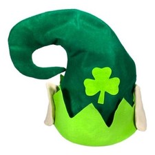 Festive Felt St. Patrick's Day Leprechaun Elf Party Hat, Green/Beige, One