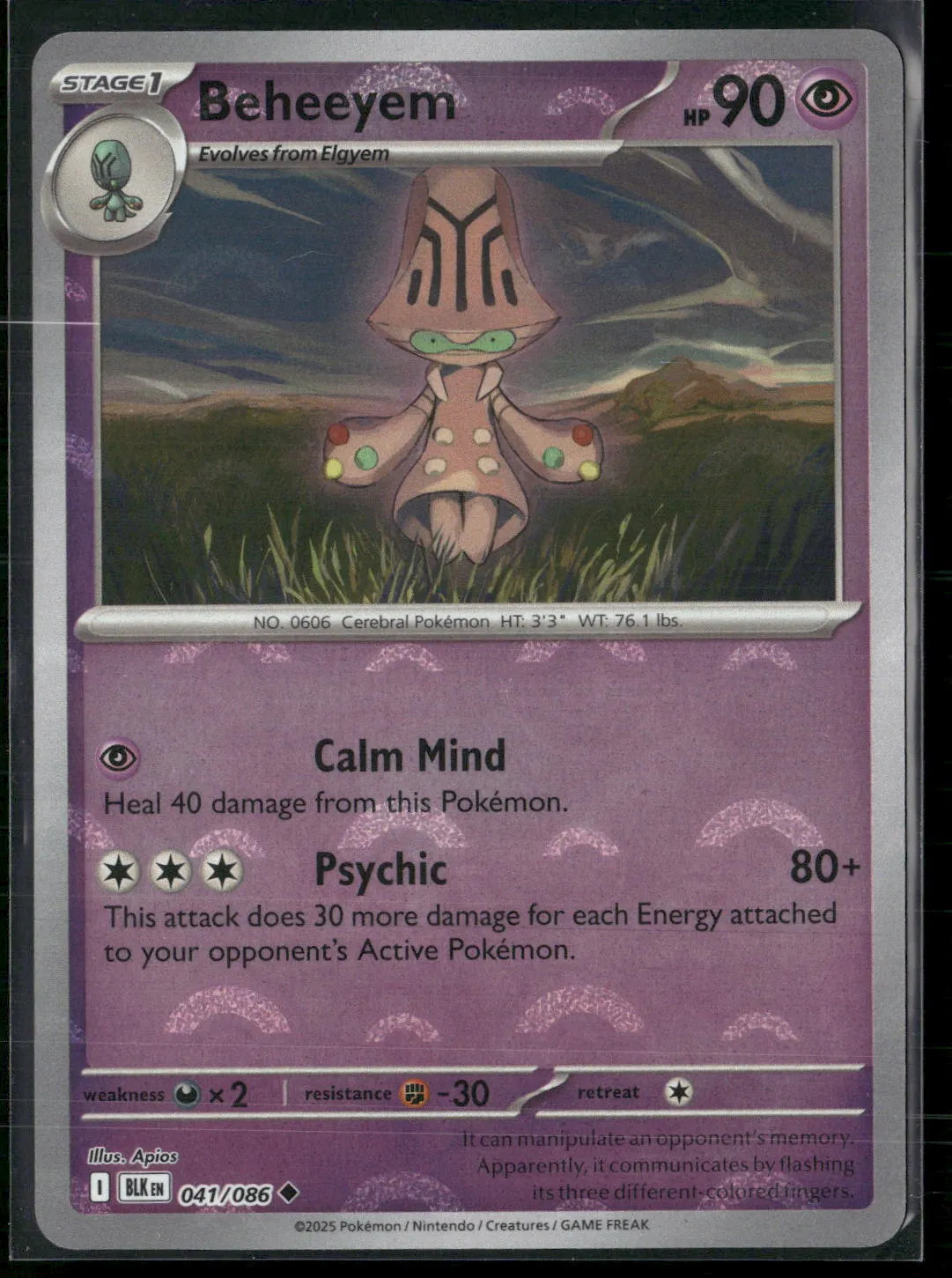 Beheeyem #41/86 2025 Scarlet & Violet Black Bolt Holo Poke Ball Pattern