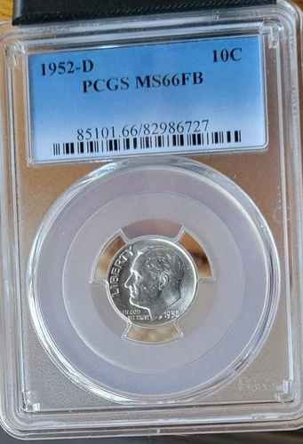 1952 D Roosevelt Dime PCGS MS 66 FB  Blast White