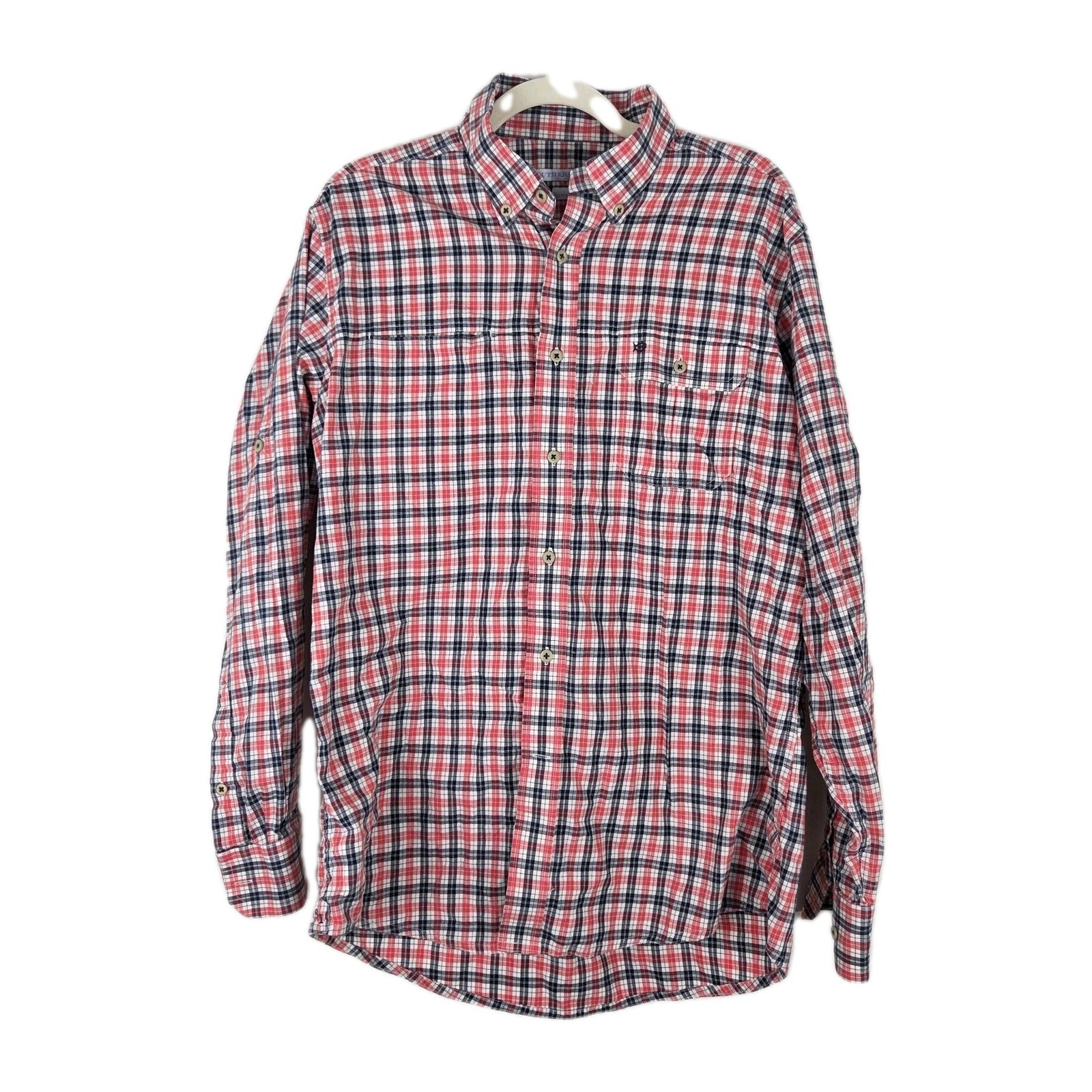 Southern Tide Club Mens Size Large Red Plaid Long Sleeve Button Front Shirt