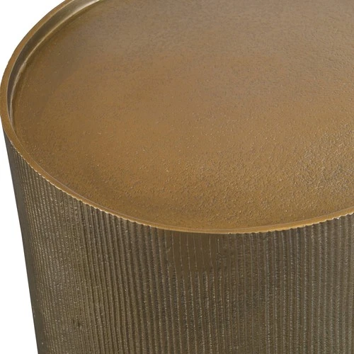 Glam Aluminum Round Accent Table 12" Wide Antique Gold for Living Room Bedroom - Picture 5 of 5
