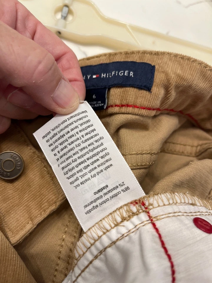 Tommy Hilfiger Mujer Talla 6 Marrón Tostado Pana Pierna Recta Pantalones Foto 4 de 4