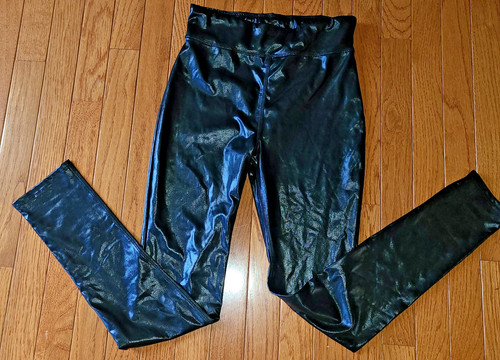 Francesca's Miami Women S Shiney Legging Pant Black Stretch Poly/Spandex