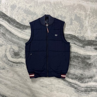 Vintage Fred Perry 2000er Y2K gefüttert dunkelblau Gr. XS Weste Bodywarmer Gilet